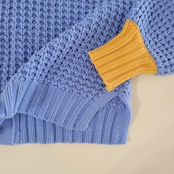 POPSUGAR Button Back Blue Crewneck Sweater - Picture 12 of 14